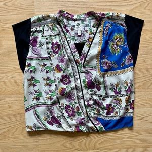 Patterned blouse purchased at Anthropologie